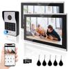 ANJIELO SMART Wired Video Door Phone Apartment Intercom System,2 Unit 10 Inch Touch Monitor with 1080P HD Camera Doorbell,Supporting Fingerprint,RFID Card,Password Unlocking for Home Villa,Tuya view 1