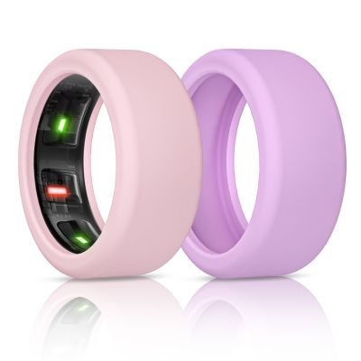 BandSmith Silicone Ring Cover Compatible with Oura Ring Protector, Elastic Case for Oura Ring Gen 4/3 Working Out - Patent Protected (Pink+Purple, M for 11/12/13)