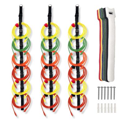 3 Pcs Extension Cord Organizers Storage Garage Extension Cord Holder with 6 Slots Organizer Straps with 28 Pcs Cable Ties 6 Pcs Hardware Nails for Vertical Space Cable Hose Rope String Lights