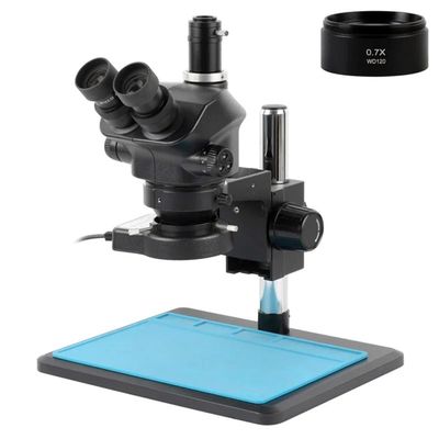 Microscope Accessories Kit Stereo Microscope Trinocular Microscope Simul Focal Zoom 7X 50X Stereo Microscope Trinocular Microscope 56-LED Ring Light Fit For Phone PCB Soldering Repair Microscope Slide