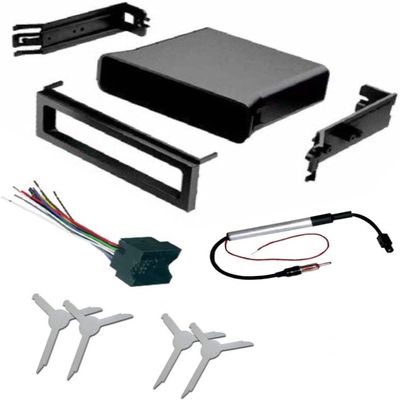 DirectNine Basics Single Din Car Stereo Pocket Kit, Wire Harness, AM/FM Radio Reception Antenna Adapter, and Radio Removal Tool -Made for VW Volkswagen: 2003-2006 Golf, 2003-2004 Jetta, 2003-2005 Passat + More