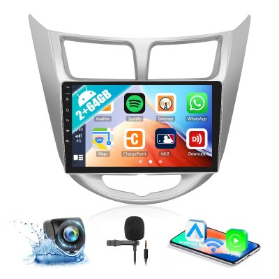 2G+64G Android 13 Car Stereo for Hyundai Accent 2012-2017 with Wireless Carplay Android Auto 9" Touchscreen Car Radio with GPS Navigation HiFi WiFi Bluetooth FM/RDS Radio Head Unit with Backup Camera