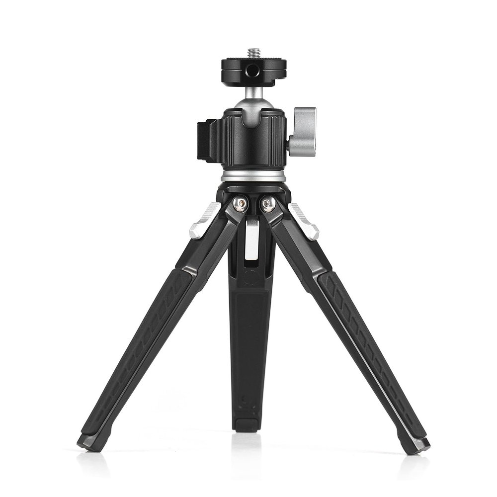Andoer Multifunctional Mini Tripod Desktop Tripod Stand Aluminum Alloy 360 Rotatable Ballhead with Cold Shoe Mount Max.3kg Load Capacity for Vlog Live Streaming Video Recording