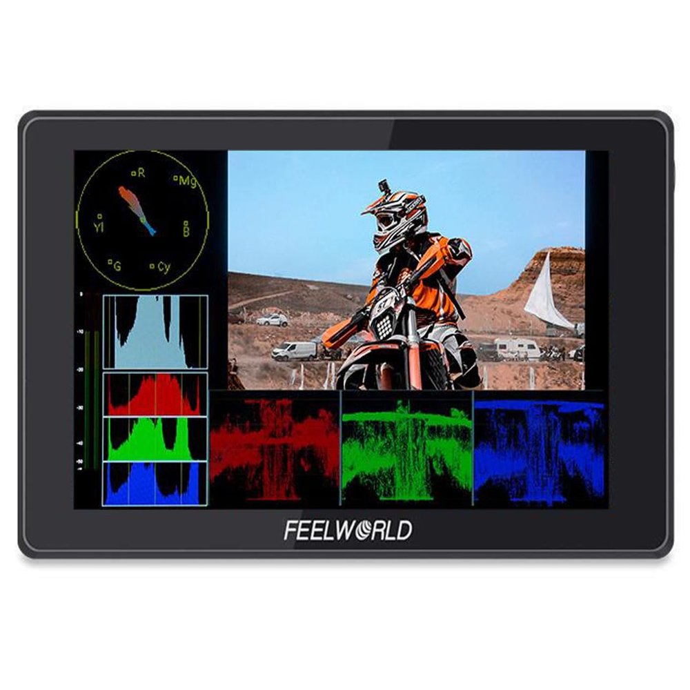 FEELWORLD SH7 7 inch HDMI SDI Cross Conversion On-Camera Field Monitor Ultra Bright 2200nit Touch Screen 3D LUT HDR Monitoring F970 External Install and Power Kit
