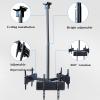 Floor TV Stand Three Screen Ceiling TV Bracket 32"-75" Commercial Extension Tilt Rotation TV Mount Steel Adjustable Ceiling TV Mount with Max VESA 400x400mm Height Adjustable Tall TV Stand (Size : Fo view 3