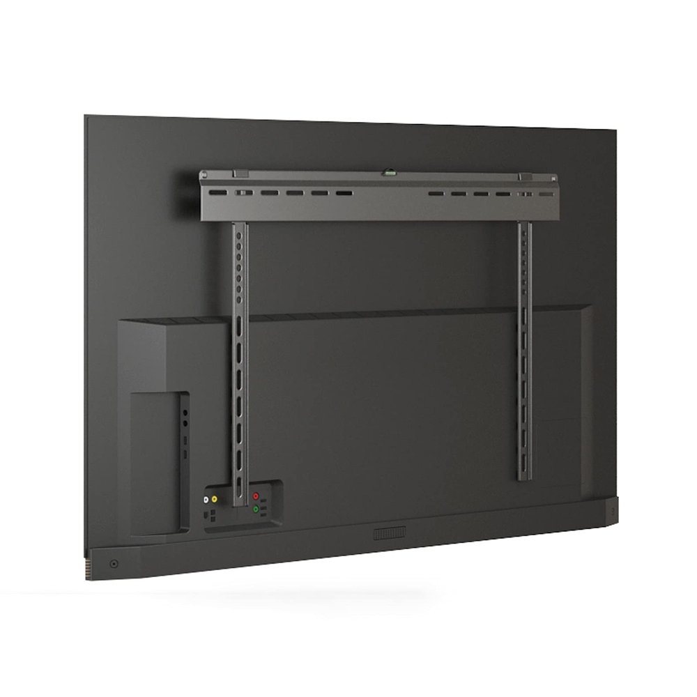 Floor TV Stand Low Profile Fixed TV Wall Mount Bracket for Most 37-90 Inch Flat Curved Screen TVs Steel Ultra Slim TV Mounting Bracket, Built-in Spirit Level Height Adjustable Tall TV Stand