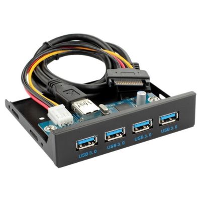 DirectNine Basics for USB 3.0 Front Panel 3.5 Inch Four-Port HUB 6Gbps Computer Floppy Drive Expansion Board for Desktop PC, 6924023034399