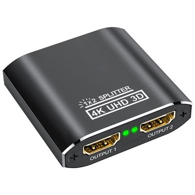 for HDMI-Compatible Splitter 1 in 2 Out 4K Aluminum HDCP Split Screen Supports 3D 4K@30HZ Full HD1080P for HDTV
