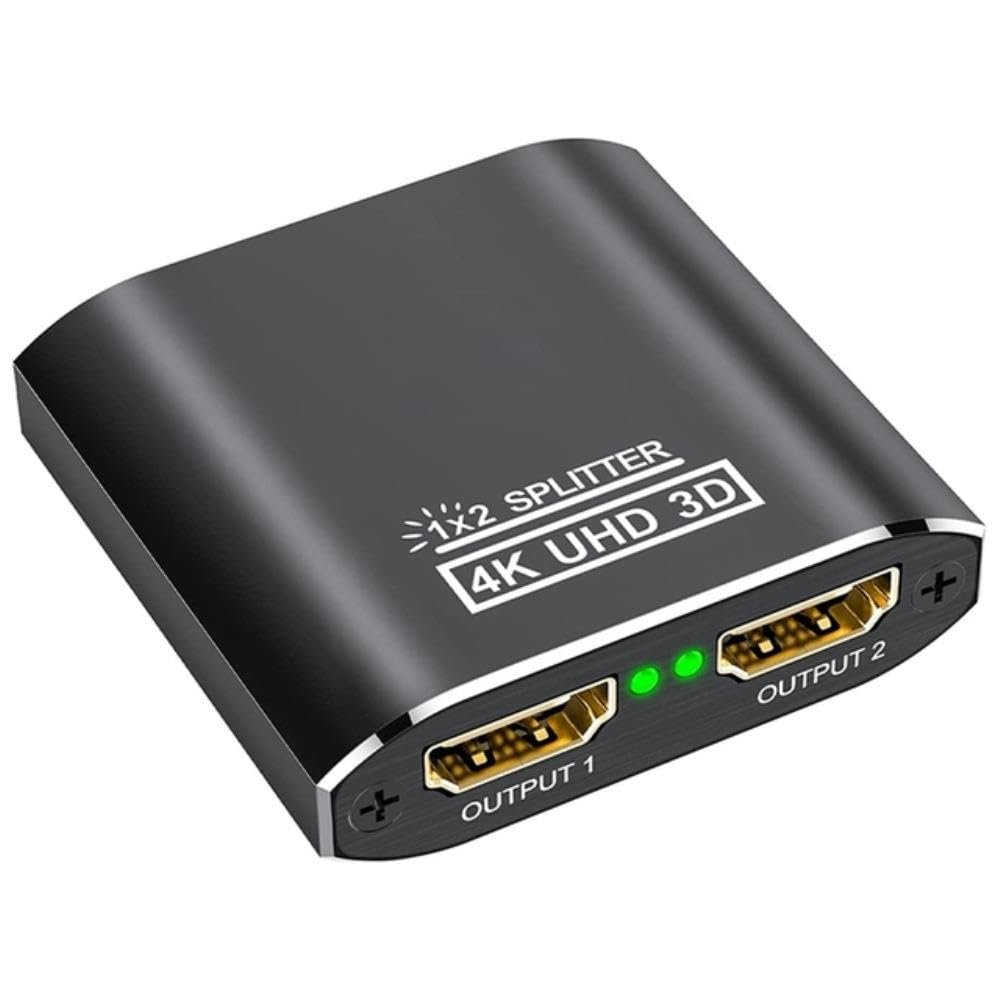 for HDMI-Compatible Splitter 1 in 2 Out 4K Aluminum HDCP Split Screen Supports 3D 4K@30HZ Full HD1080P for HDTV
