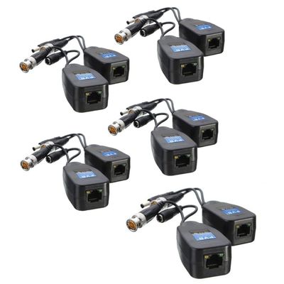 for 5 Pairs CCTV Coax BNC Video Power Balun Transceiver to CAT5E 6 RJ45 Connector Coaxial/Analog HD Twisted Pair