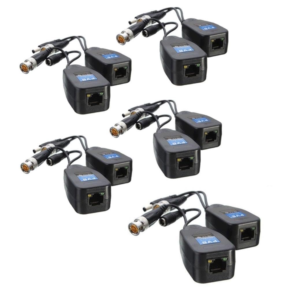 for 5 Pairs CCTV Coax BNC Video Power Balun Transceiver to CAT5E 6 RJ45 Connector Coaxial/Analog HD Twisted Pair