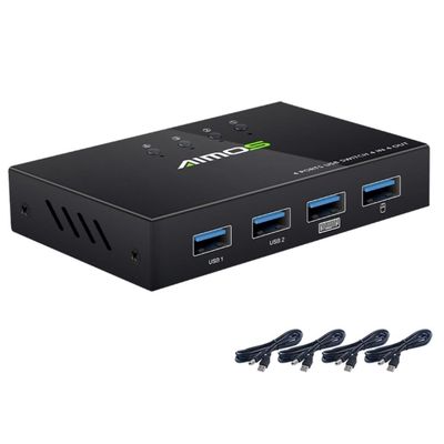 DirectNine Basics for USB 2.0 Switch KVM Switcher Splitter Box for 4 PC Sharing Printer Keyboard Mouse KVM 4K HDMI Switch Box Video Display, 6924023035075