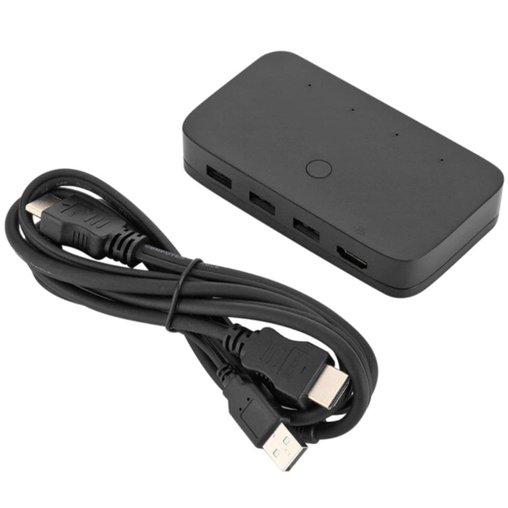 DirectNine Basics for KVM Switch 4 Port Switch 4 in 1 Out KVM USB Switch Box Shared Keyboard Mouse and Monitor for PC, 6924023036300