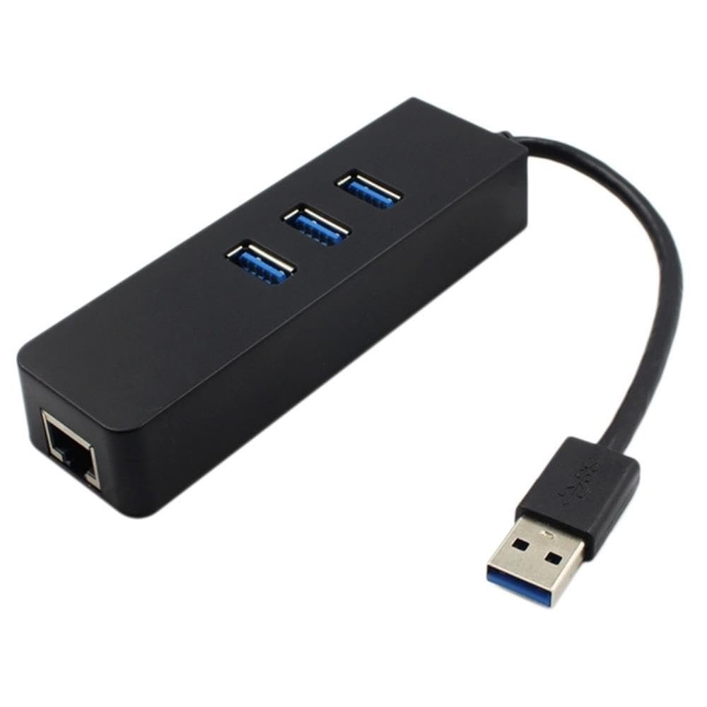 DirectNine Basics for USB 3.0 Hub 3-Port Gigabit Ethernet Port for Laptops USB Flash Drives Mobile Hard Drives USB Exts, 6924023029920