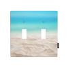 Pznen Decorative Summer Beach Ocean 2-Gang Double Toggle Wall Plate, Sand Sky Blue Seaside Light Switch Cover Plates 4.5"x 4.5" for Bedroom Bathroom Living Room view 1