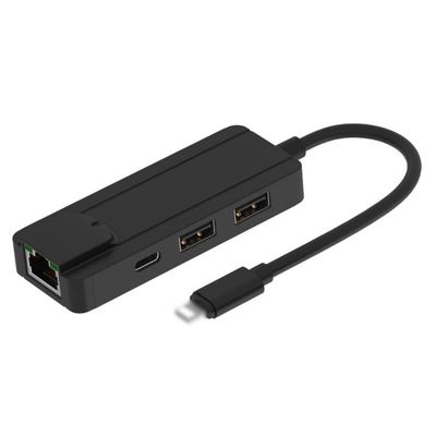 for 4 in 1 USB 2.0 Hub for iOS to RJ45 Ethernet Converter LAN Wired Network for/iPad All Series with PD Charging