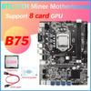 for B75 8 Card BTC Mining Motherboard+G1620 CPU+Thermal Grease+SATA Cable 8XUSB3.0(PCIE 1X) GPU Slot LGA1155 DDR3 RAM MSATA view 2