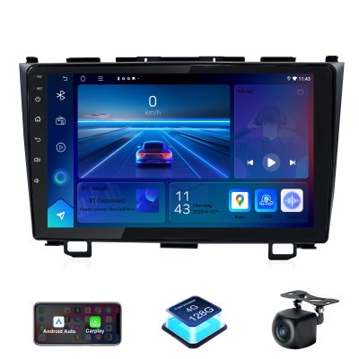 4+128G Car Stereo for Honda CRV 2007-2011 with Carplay Android Auto, 9'' Touch Screen Car Radio with GPS Navigation, Bluetooth, AHD 1080P Backup Camera, FM/RDS Radio and DSP/WiFi