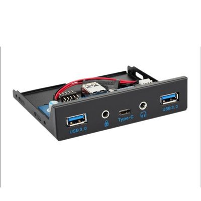 DirectNine Basics for 3.5 Inch Front Panel USB 3.0 HUB 10Gbps TypeC3.1 Aux 3.5mm Computer Floppy Drive Expansion Board for Desktop PC, 6924023033835