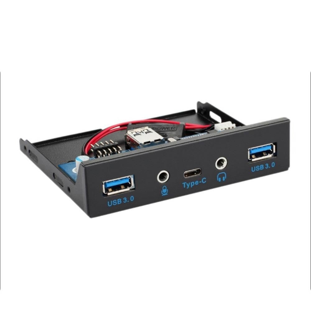 DirectNine Basics for 3.5 Inch Front Panel USB 3.0 HUB 10Gbps TypeC3.1 Aux 3.5mm Computer Floppy Drive Expansion Board for Desktop PC, 6924023033835