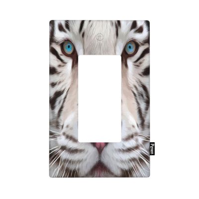 Pznen Decorative Animal Tiger 1-Gang Single Rocker Wall Plate, White Tiger Portrait Light Switch Cover Plates 4.5"x 2.76" for Living Room Kitchen Home Decor