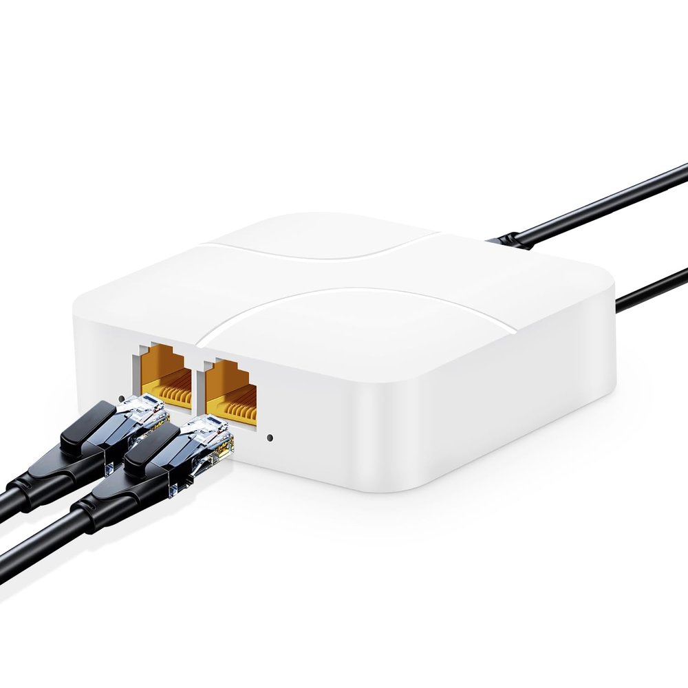 1 to 2 Gigabit Ethernet Splitter, 100/1000Mbps, Network Hub RJ45 Internet LAN Splitter with USB Cable, for Cat5/5e/6/7/8 Cables