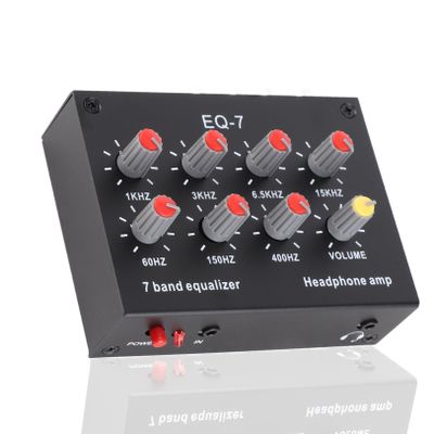 Vvikizy 7 Band Sound Equalizer with 3.5mm Interface, Dual Channel Digital Equalizer, Aluminum Alloy Material for Car Stereo System