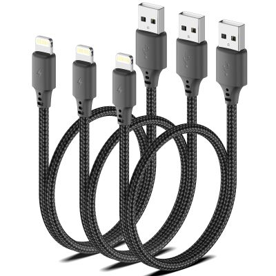 1.5 Foot Lightning Cable, [MFi Certified] 3Pack 1.5ft iPhone Charging Cable for Car Braided Fast Charging Short USB to Lightning Cable for iPhone 14 13 12 11 Pro/Max/Mini Xs SE2