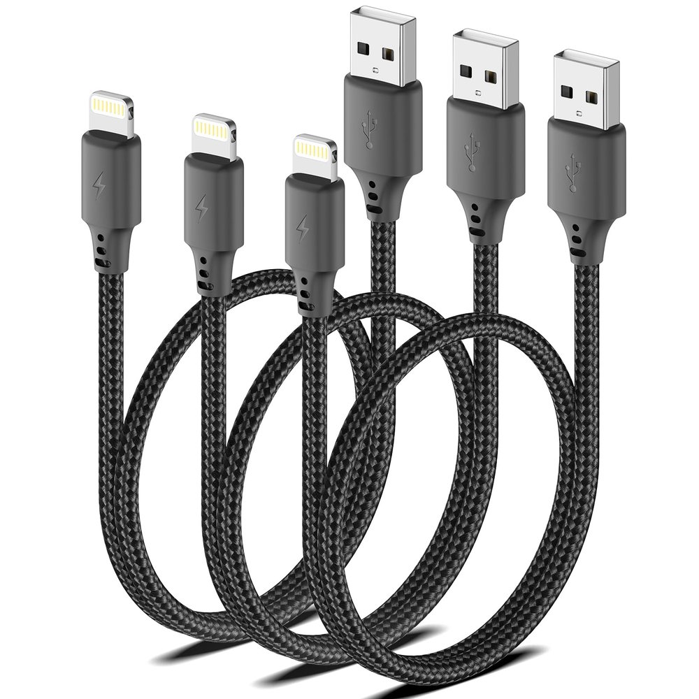 1.5 Foot Lightning Cable, [MFi Certified] 3Pack 1.5ft iPhone Charging Cable for Car Braided Fast Charging Short USB to Lightning Cable for iPhone 14 13 12 11 Pro/Max/Mini Xs SE2