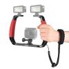 Andoer Submersible Stabilizer Mount, Handheld Stabilizer for Action Camera with Mounts for Cold Shoes Strap Compatible with GoPro Hero 12/11/10, DJI Osmo Action 4/3/2, Insta360, red view 1