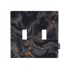 Pznen Decorative Marble Texture 2-Gang Double Toggle Wall Plate, Black Gold Marble Pattern Light Switch Cover Plates 4.5"x 4.5" for Living Room Kitchen Home Decor view 1