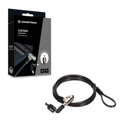 CONCEPTRONIC CUSTODIO02BS 6ft Standard Security Slot Laptop Lock with Key