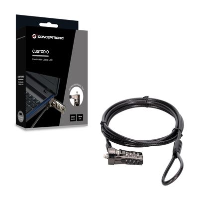 CONCEPTRONIC CUSTODIO01BS Laptop Combination Lock Standard Slot 6ft