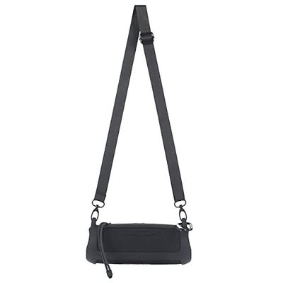 DirectNine Basics Silicone Speaker Case Cover for JBL flip6 Speaker Protective Cover Waterproof Soft Skin Outdoor Portable Audio Case Ultra-Light Protective Sleeve with Carabiner and Shoulder Strap (Black)