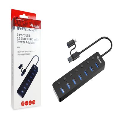 128965 interface hub USB 3.2 Gen 1 (3.1 Gen 1) Type-A 5000 Mbit/s Black