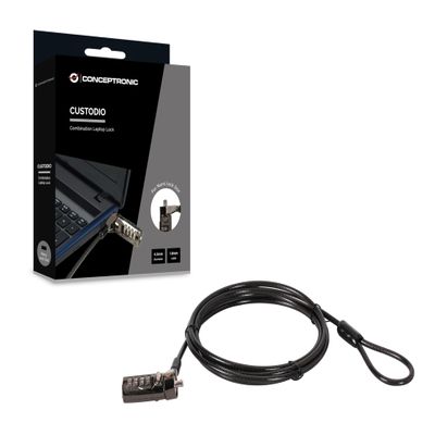 CONCEPTRONIC CUSTODIO01BN Laptop Combination Lock Nano Lock Slot 6ft