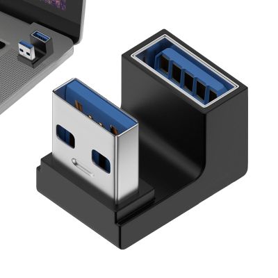 1/8 to USB Adapter - Right Angle Adapter, 10 Gbps Male to USB Female Adapter | Compatible Type C Right Angle Adapter for Laptop Pc Tv 1.4cm/0.55inches (Black, Gray)