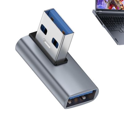 1/8 to USB Adapter - Right Angle Adapter, 10 Gbps Male to USB Female Adapter | Compatible Type C Right Angle Adapter for Laptop Pc Tv 1.4cm/0.55inches (Black, Gray)