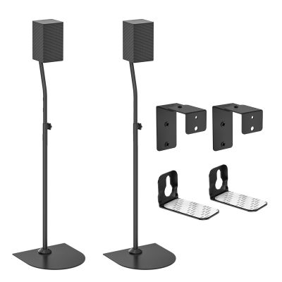 Universal Speaker Stands Pair of Height Adjustable Extend 33" to 42" - Speaker Stand with Soundbar Mount Speaker Wall Mount for Samsung, Vizio, Klipsch and More Rear Speaker Stands for Surround Sound