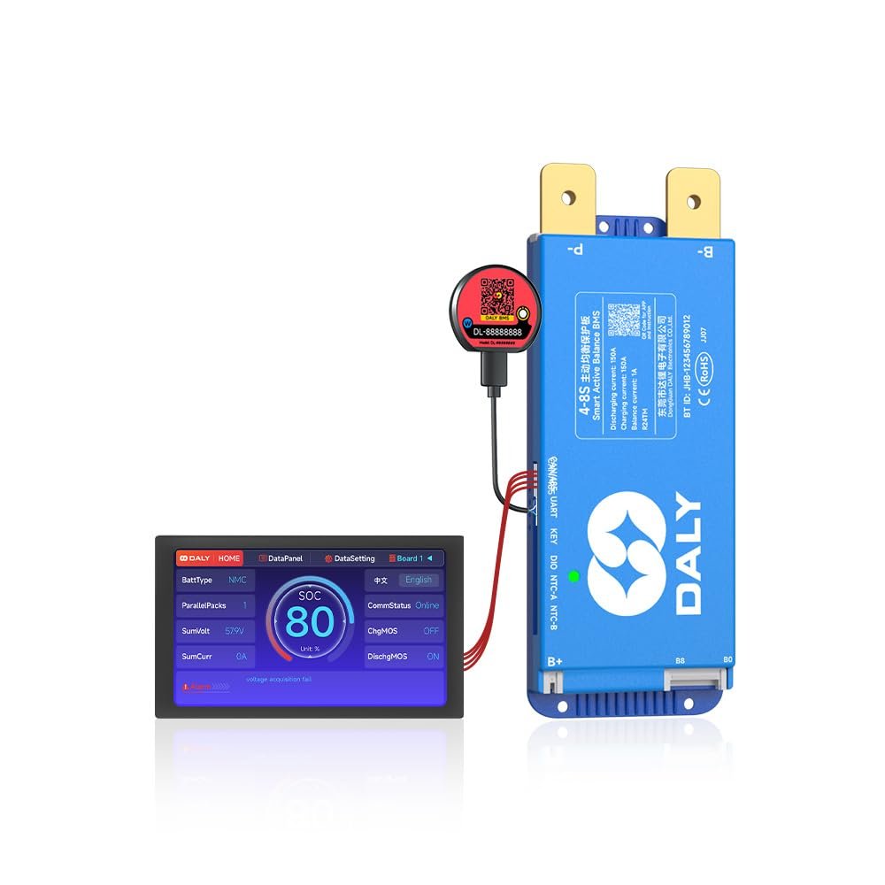 100BALANCE 150A 4-8S Smart Active Balance CAN BMS + WiFi Module +4.3inch Touch LCD Display Set