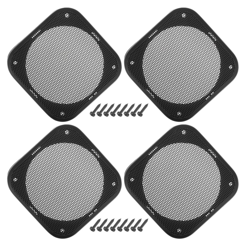 ACROPIX Universal 4" Car Speaker Grills Cover Mesh Square 4 Inch Audio Speaker Subwoofer Guard Protector Case with Mounting Screws ABS Black - Pack of 4