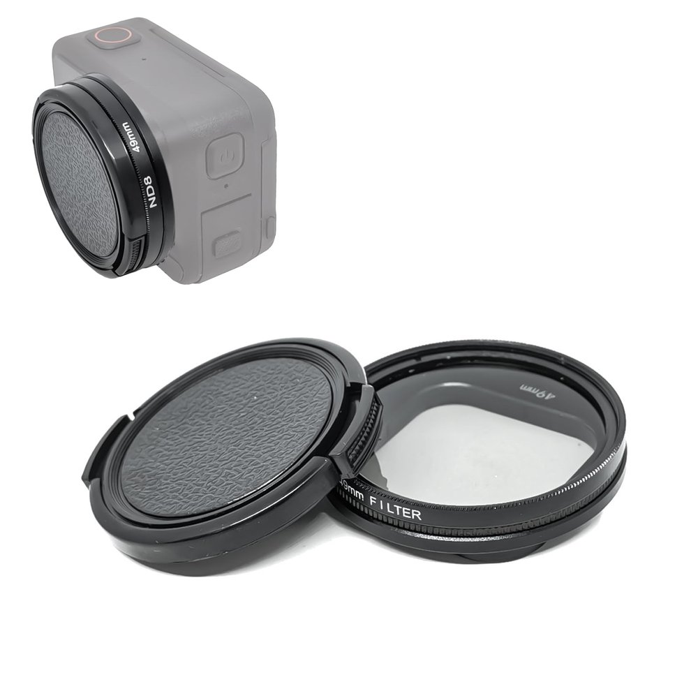 49mm Camera Lens Filter Holder Adapter Ring with ND8 Filter Lens Cap Cover Set Compatible for Insta360 Ace Pro Aluminum Alloy Lens Filter Protective Frame Bracket Action Camera Accessories