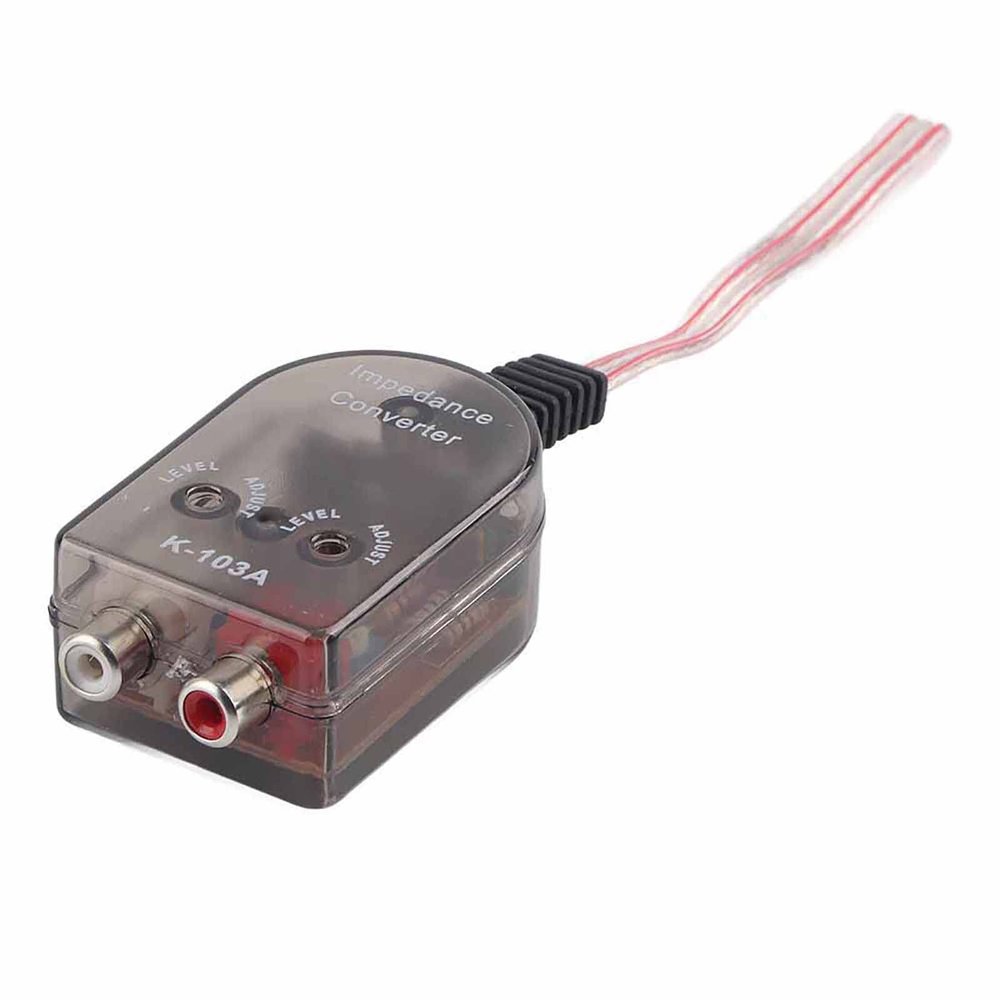 Tiiyee Car Audio High to Low Converter, High to Low RCA Line Audio Impedance Converter Adjustable Speaker to Signal Adapter Output Control Amplifier Wiring Modified Level Converters for Wire Gauge