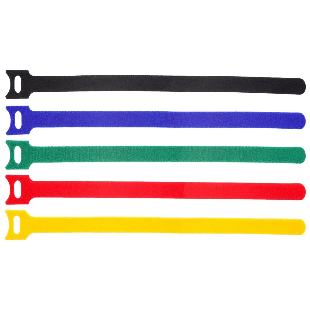 Secure 12 Inch Multi-Colored Hook and Loop Tie Wraps - 50 Pack