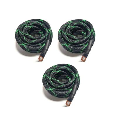 Xscorpion Big 3 Upgraded Black 1/0 AWG Copper Snakeskin Braided Sleeving Cable Alternator Wire AWG (Black/Green)