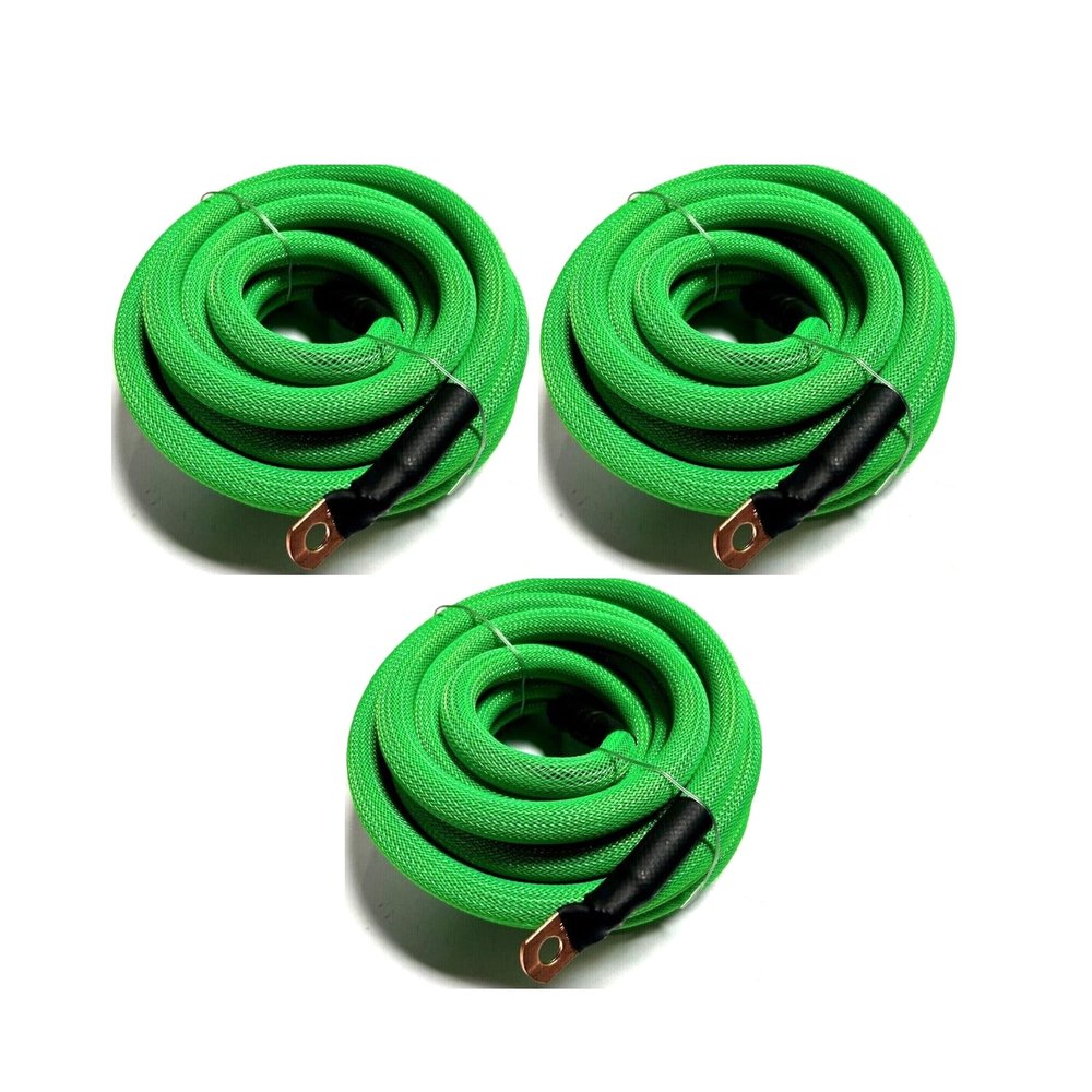 Xscorpion Big 3 Upgraded Black 1/0 AWG Copper Snakeskin Braided Sleeving Cable Alternator Wire AWG (Green)