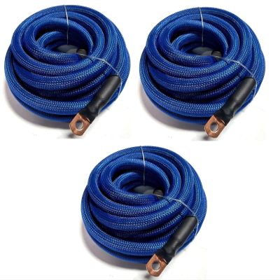 Xscorpion Big 3 Upgraded Black 1/0 AWG Copper Snakeskin Braided Sleeving Cable Alternator Wire AWG (Blue)
