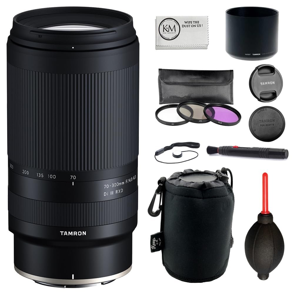 Tamron 70-300mm f/4.5-6.3 Di III RXD Telephoto Lens Compatible with Nikon Z Mount Bundled with Lens Pouch + Filter Set + Photo Starter Kit + Cleaning Cloth (5 Items)