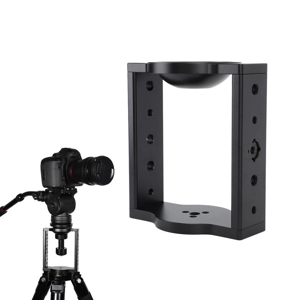 75mm Tripod Head Bowl Riser, Aluminium Half Ball Flat to Bowl Adapter Converter Riser with 1/4in & 3/8in Threaded Holes for Camera Tripod Fluid Head