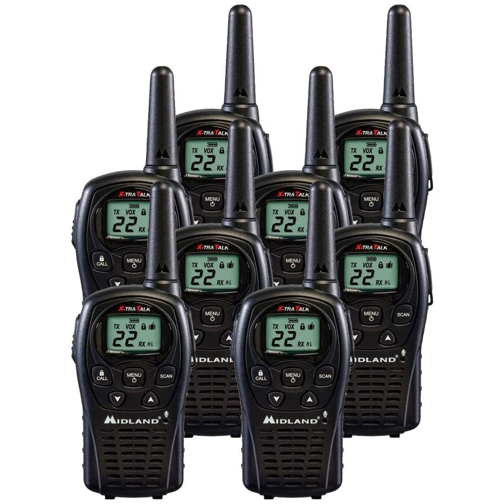 Midland LXT500VP3 FRS Two Way Radios - 8 Pack Bundle w/Chargers